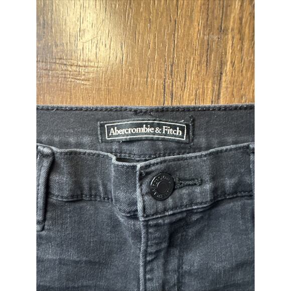 Abercrombie & Fitch Sz 27 Womens Black Denim Cut Off Jean Shorts Mid Rise - Picture 3 of 11